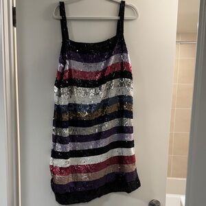 Parker Colourful Sequins Dress Sz M. NEW